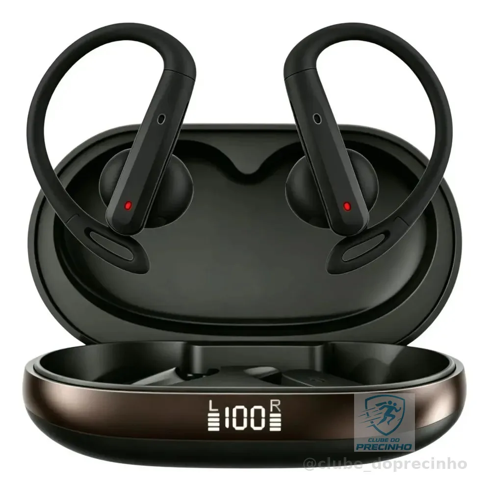 Fone de Ouvido Bluetooth Sem Fio JSKJ D14 com Gancho para Esporte e Academia