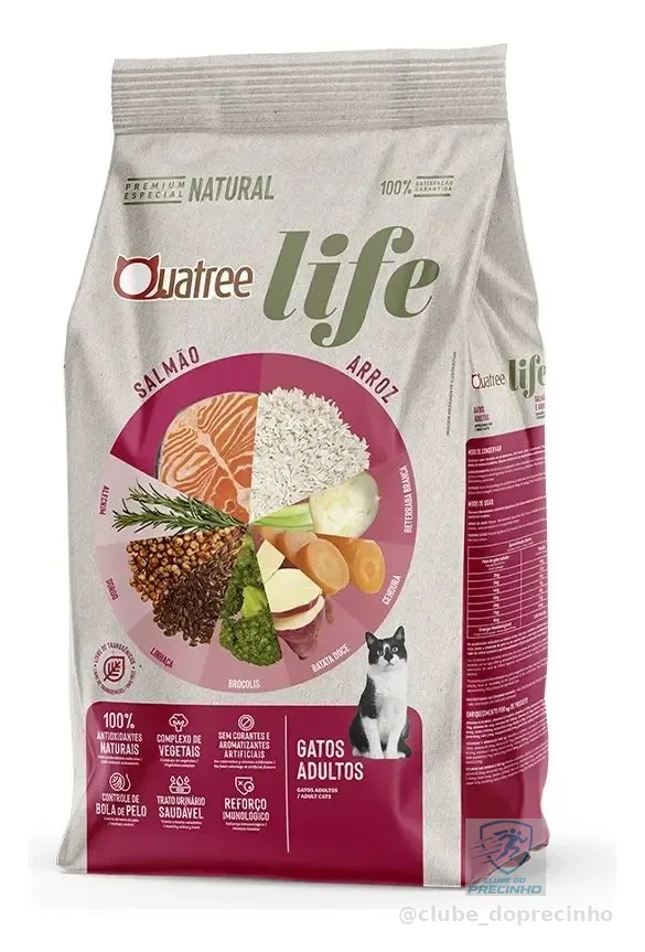 Ração Quatree Life Gatos Ad Salmão 10,1kg (sem Transgênicos)