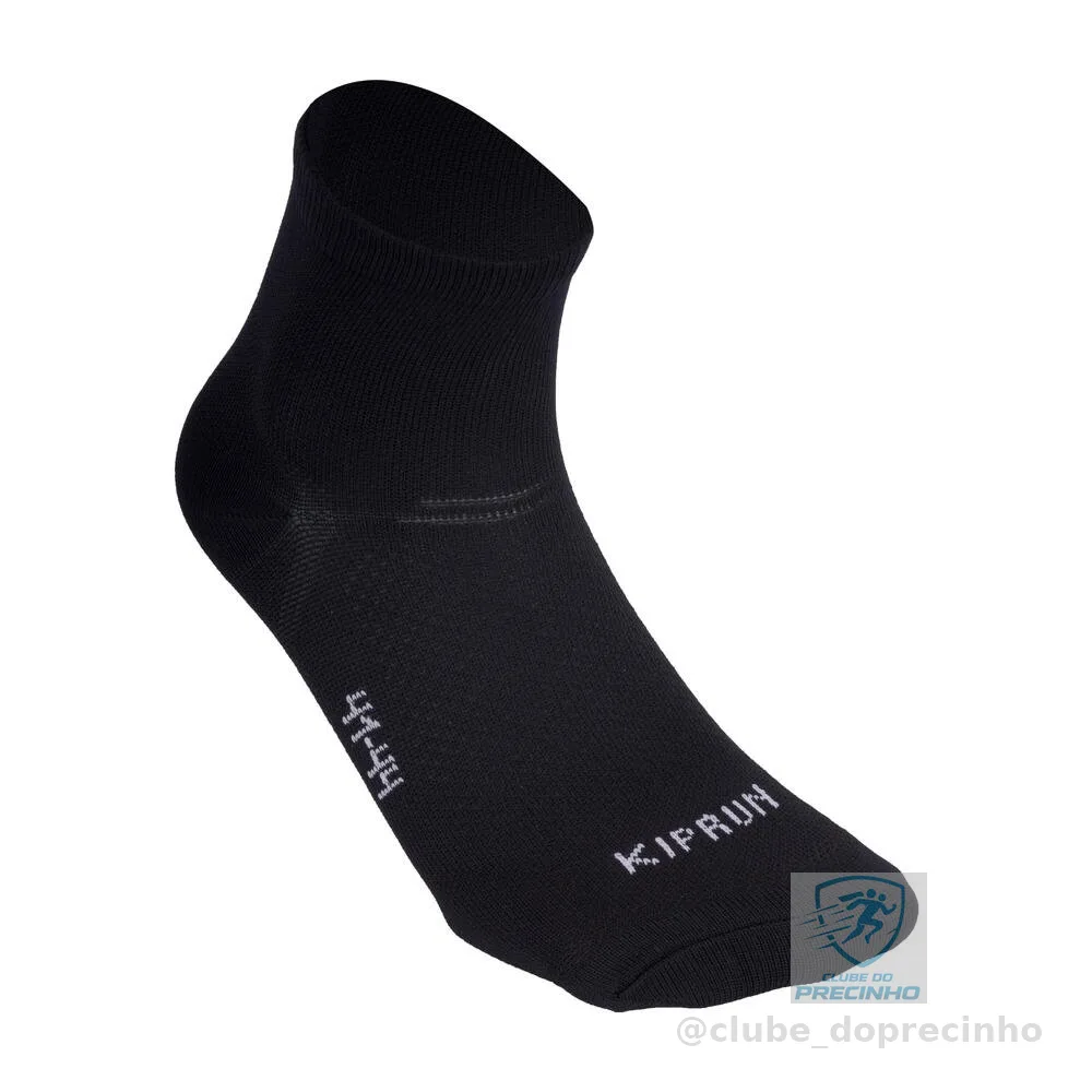 Kit Adultos 2 Pares de Meias de Corrida Run 500 Kiprun Pretas