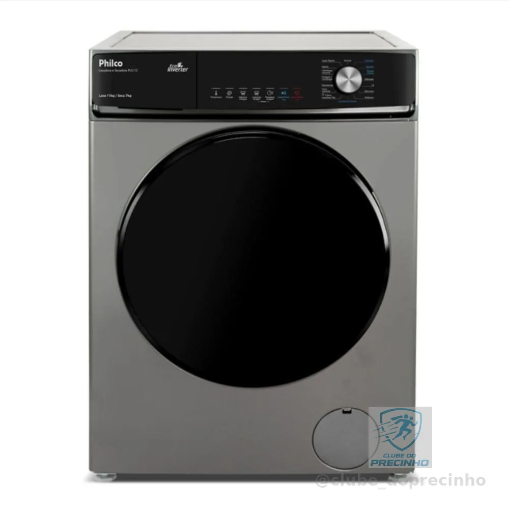 Lava e Seca Philco 16 Programas Eco Inverter 11kg Titânio PLS11C