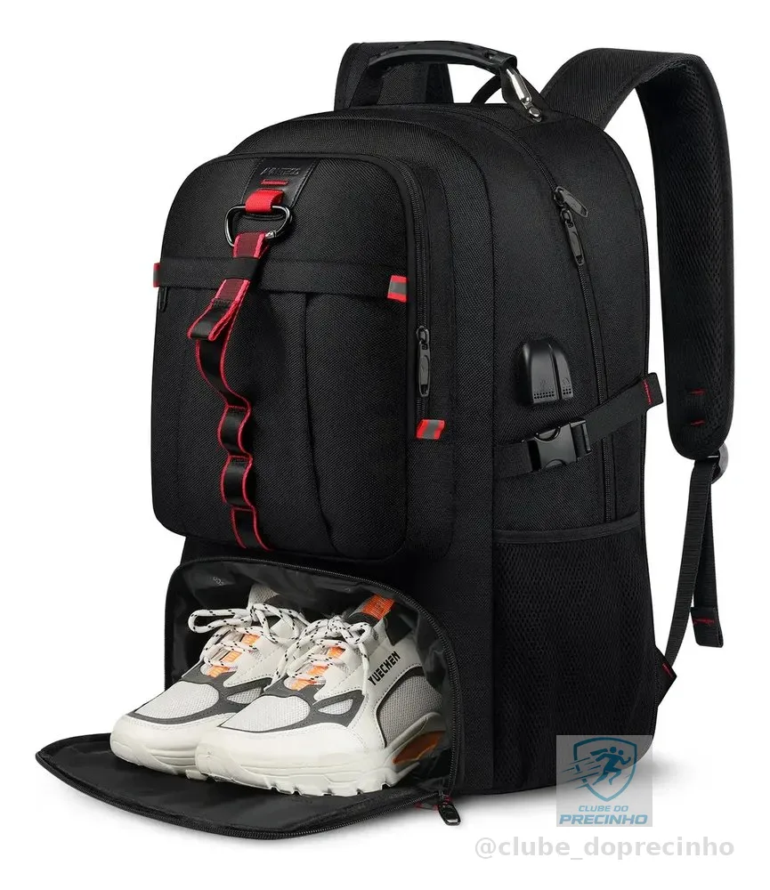 Mochila Viagem 80L Esportiva Academia Impermeável Para Homem De Grande Mochila Para Notebook 17" e Tênis, Preto Avanteco Z100