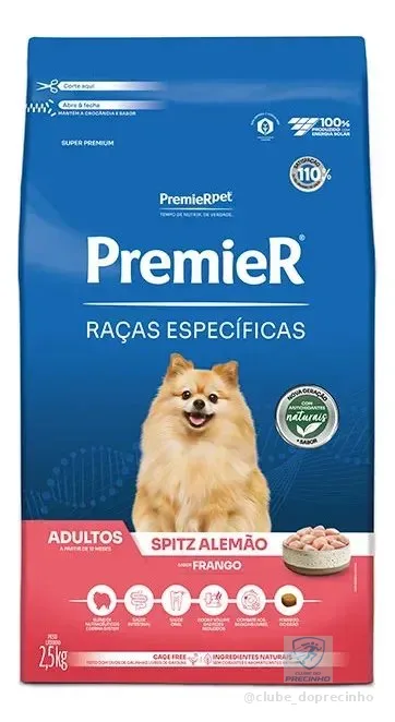 Ração Seca Cão Premier Spitz Alemão Adulto Frango 2.5kg