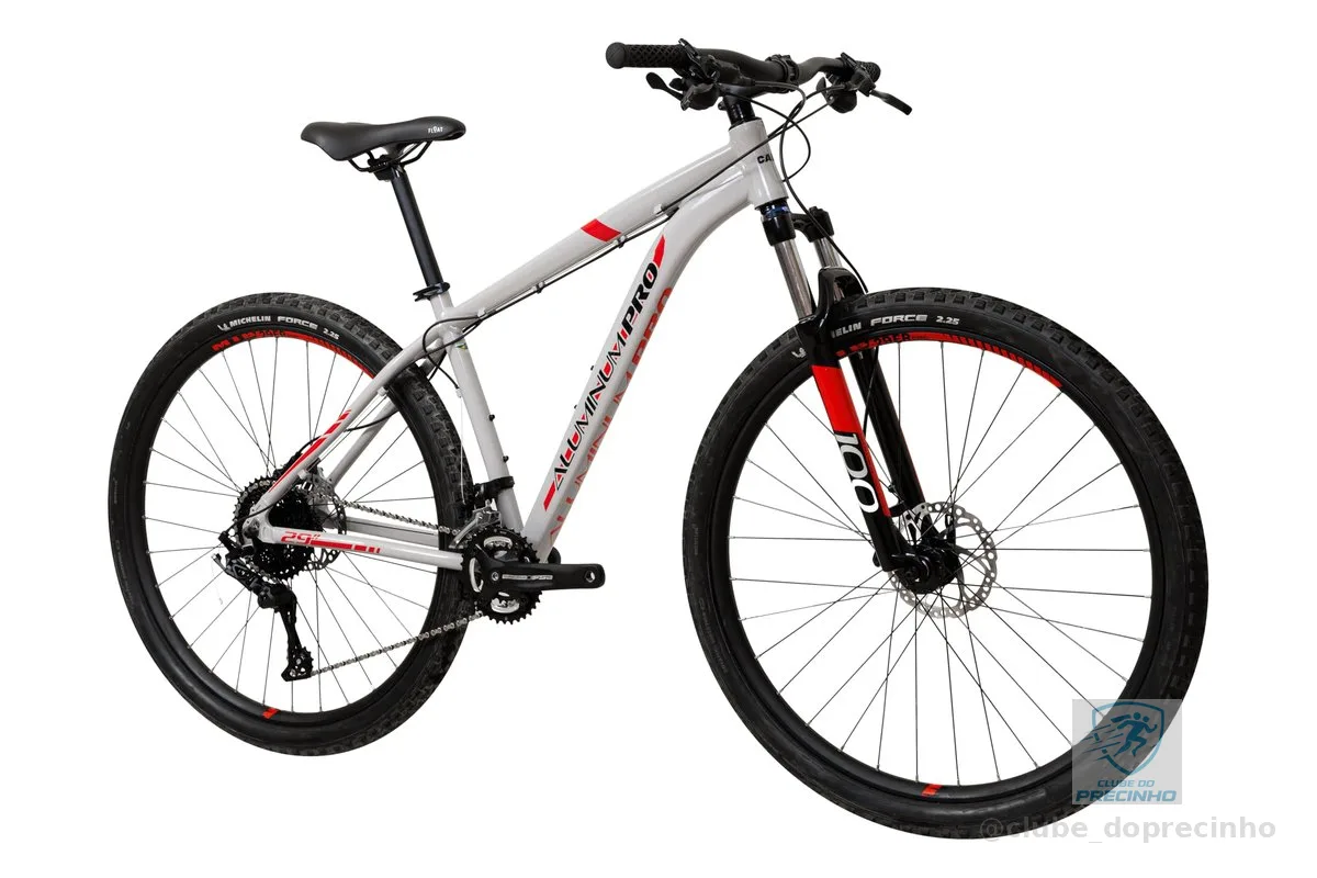 Caloi Bicicleta Aluminum Pro, Aro 29, Tamanho 17, Câmbio Microshift 20 Velocidades, Branca