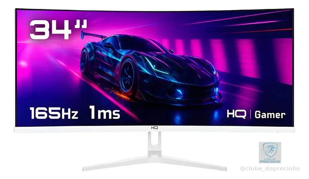 Monitor Gamer 34 Curvo Branco 1ms 165hz Hq Hqw34c16 Branco