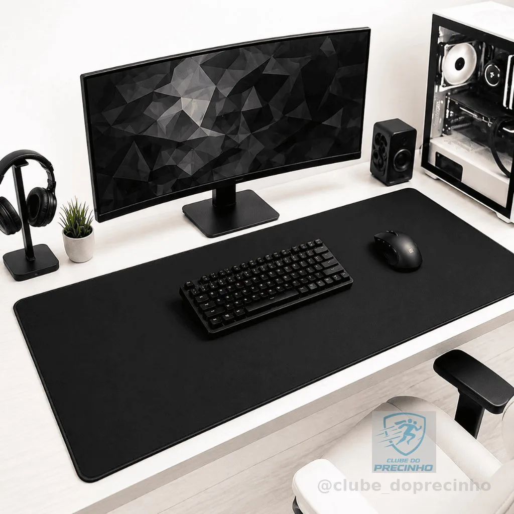 Mousepad Gamer Preto Sem Desenho Extra Grande 90 X 40 Cm