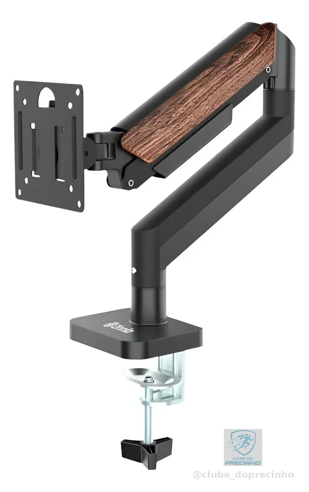 Suporte Articulado Para Monitor Zinnia Rust 100 Preto 17 a 32 Pol com Pistão a Gás, VESA 75x75/100x100, Ajuste de Altura e Capacidade até 9 kg