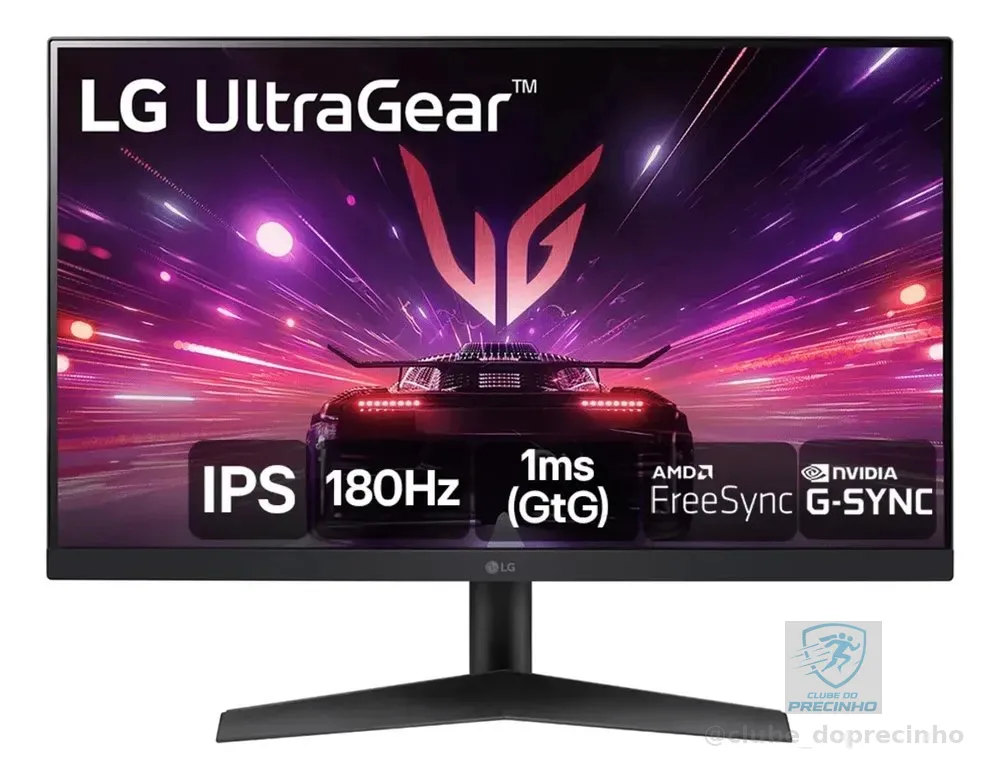 Monitor Gamer LG UltraGear 24”IPS Full HD 180Hz 1ms (GtG) NVIDIA G-SYNC AMD FreeSync HDR10 sRGB 99% HDMI DisplayPort, Preto- 24GS60F
