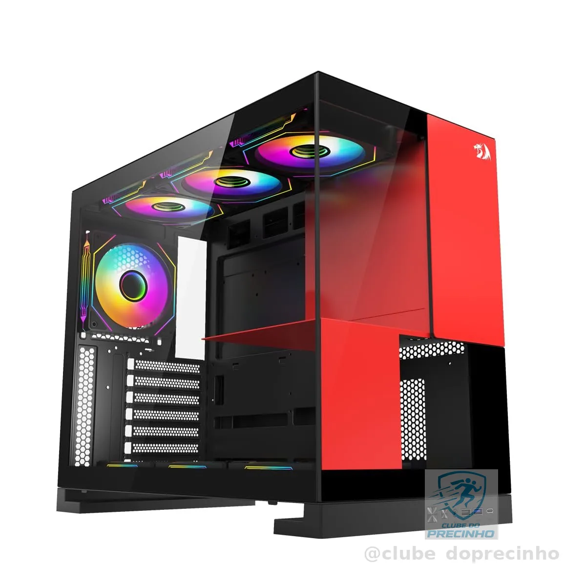 Gabinete Gamer Redragon Eternal Preto e Vermelho Sem Fans CA-612BR