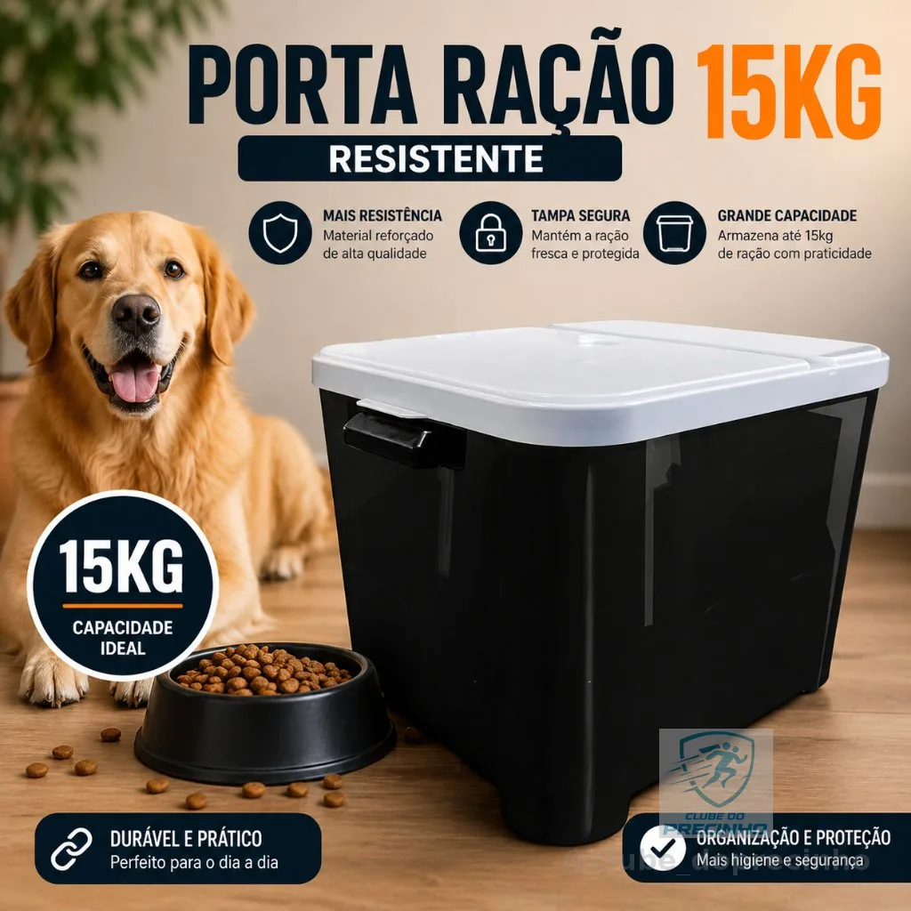 Porta Ração de 15kg Para cachorro e Gatos Pet Ultra Resistente Petshop Acessórios