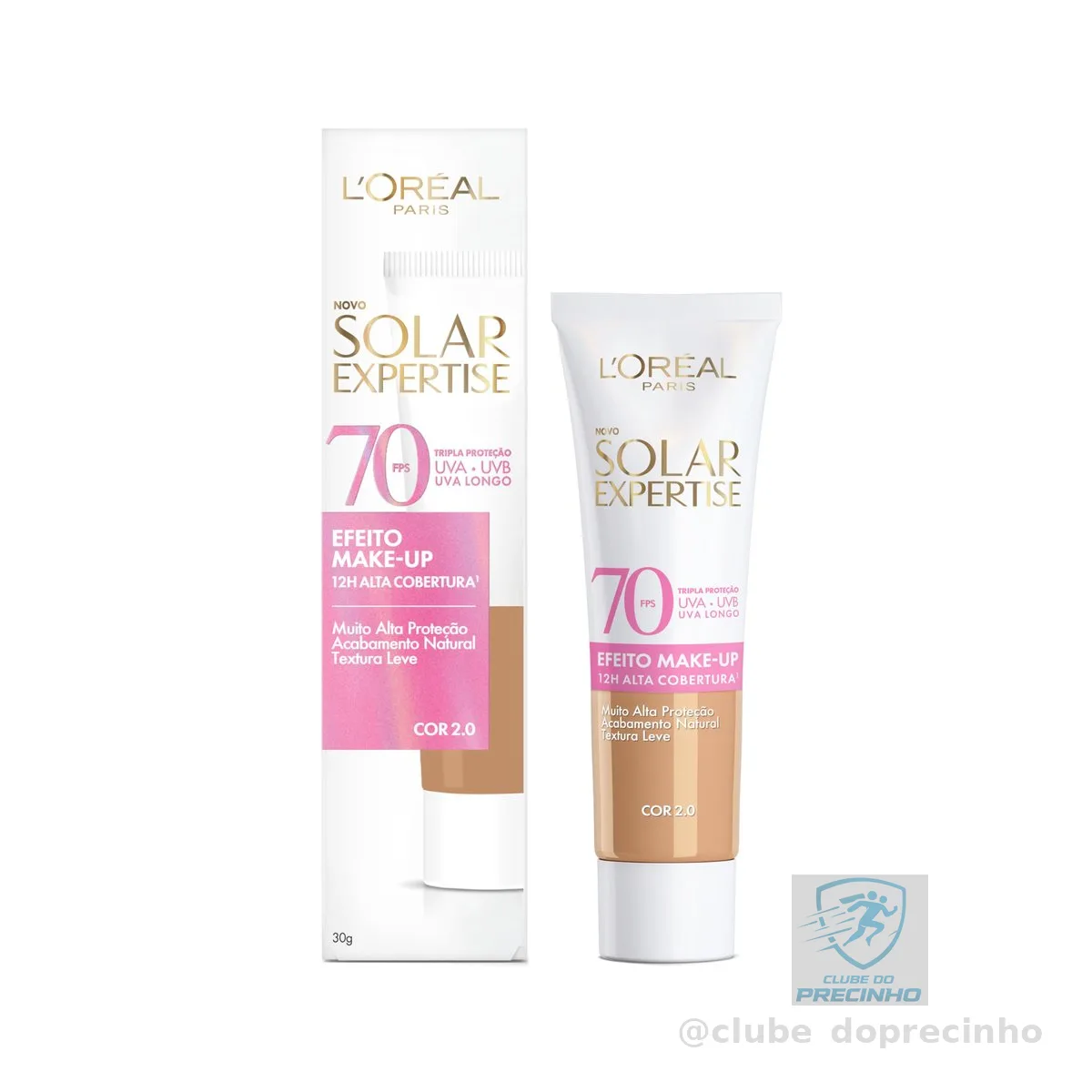 Protetor Solar Facial com Cor FPS 70 Alta Cobertura - L'Oréal Paris Solar Expertise Efeito Make Up - Cor 2.0 30g