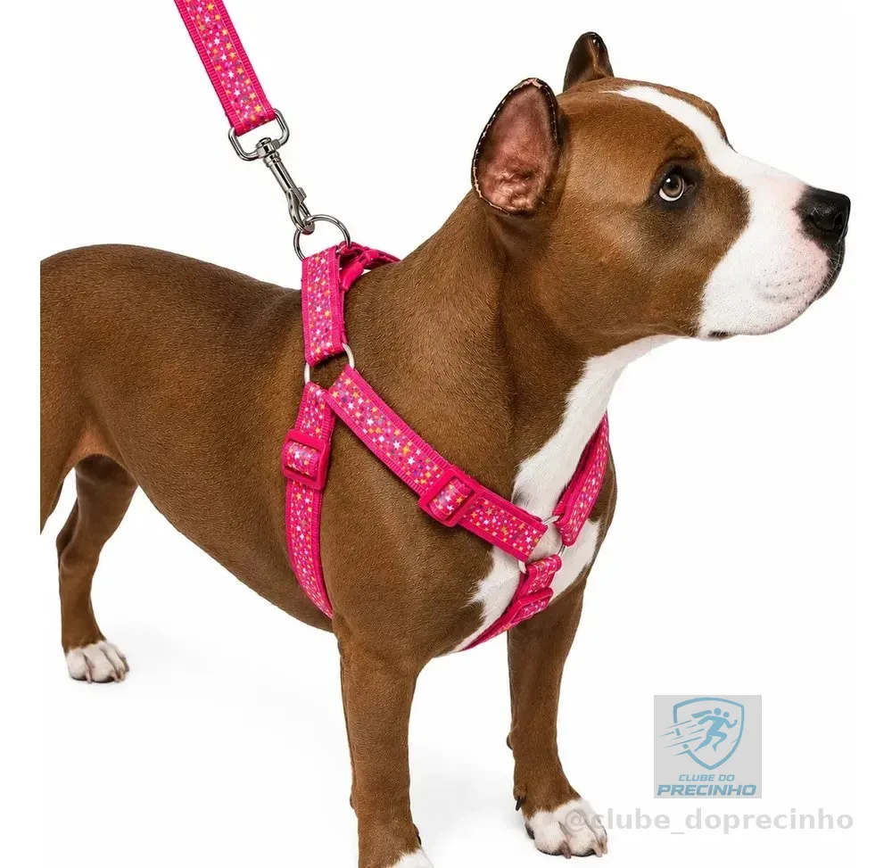 Peitoral Coleira Cachorro Médio Grande Porte Mosquetão Ultra Cor Vermelho