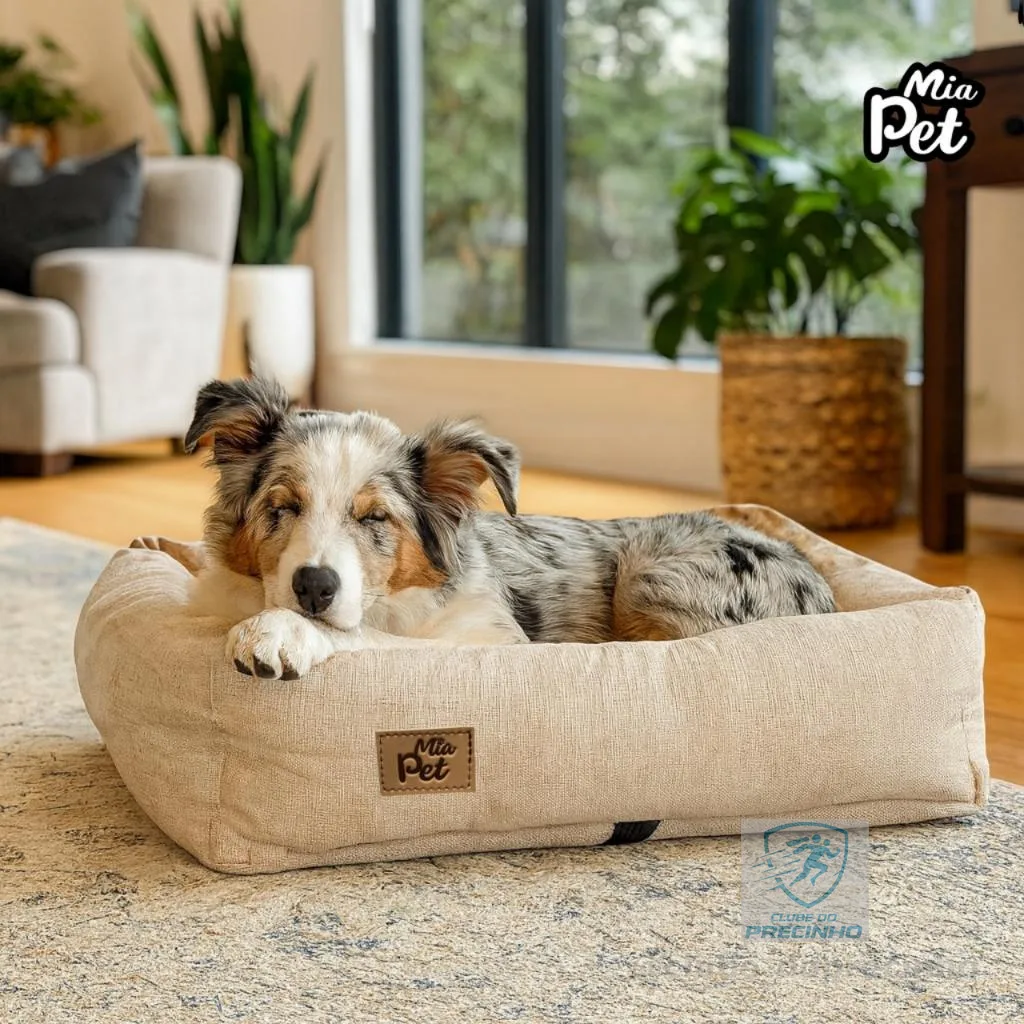 Cama Caminha Pet Cachorro  Suede ou Linho Lavável com Enchimento em Fibra