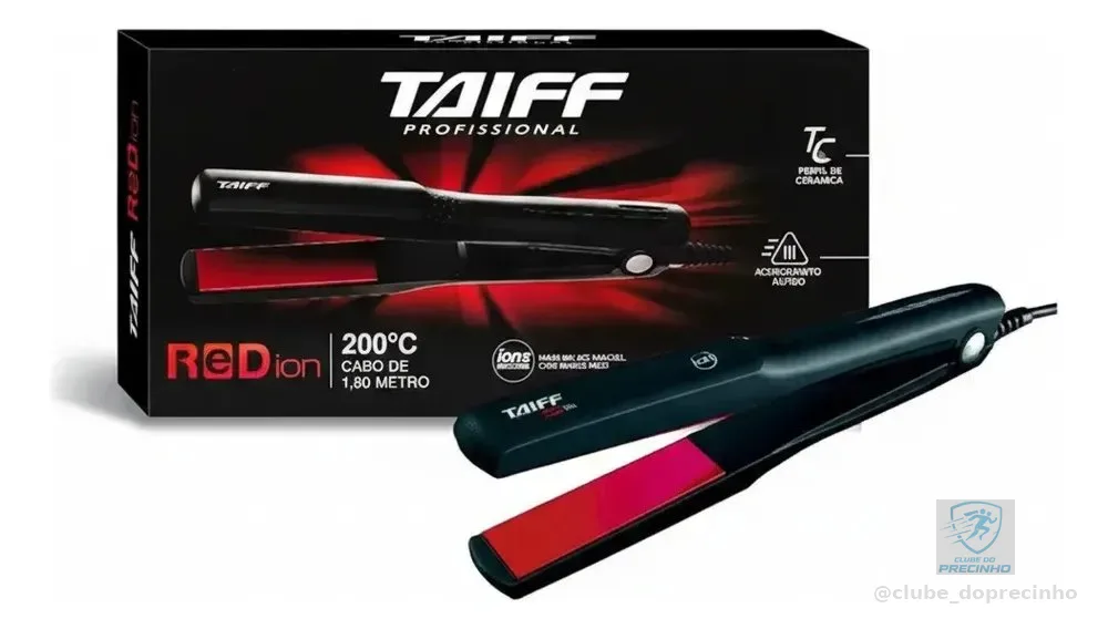 Chapa Prancha De Cabelo Taiff Elegance Red Íon Preto