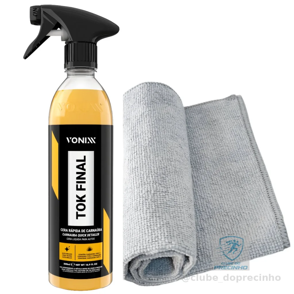 Cera Líquida Automotiva De CarnaubaTok Final Vonixx 500ml + Flanela Microfibra