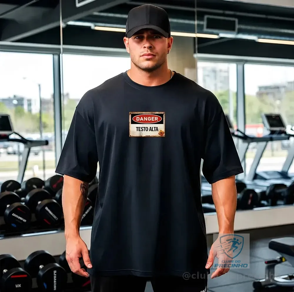 Camiseta Oversized Academia Treino Musculação Testo Algodão Preto G2