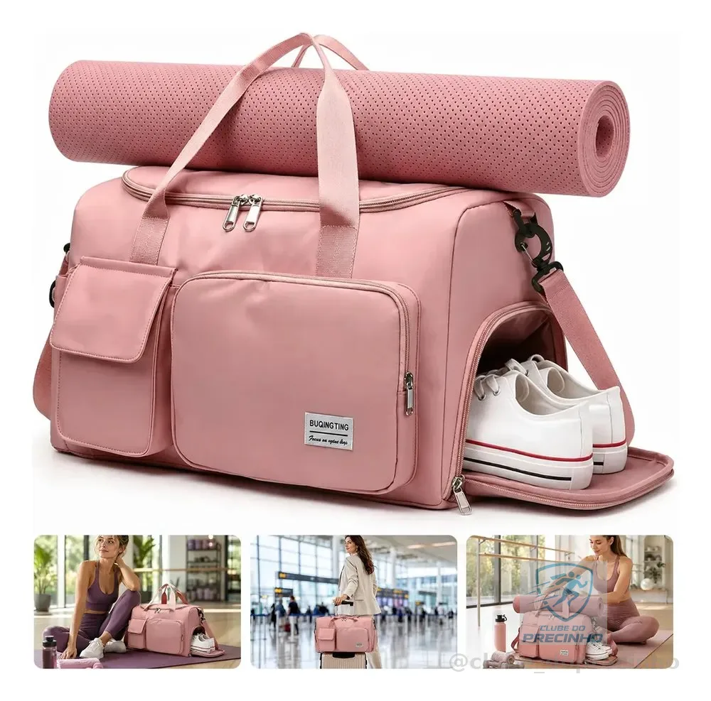 Bolsa De Mão Para Viagem Mala Esporte Academia Grande Rosa Rosa