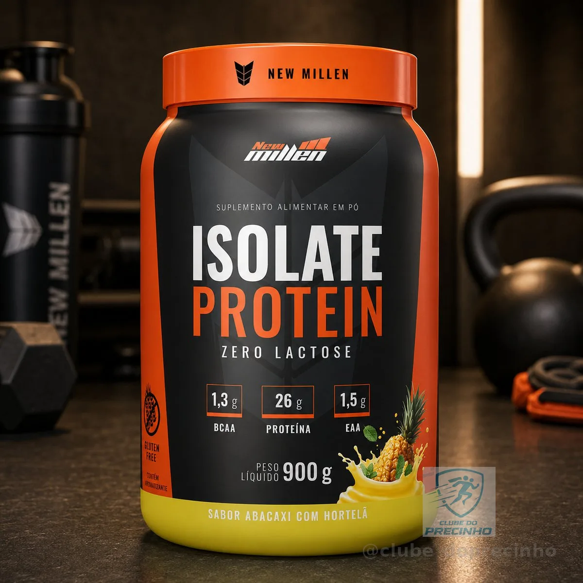 Whey Protein Isolado Zero Lactose New Millen 900g Abacaxi com Hortelã