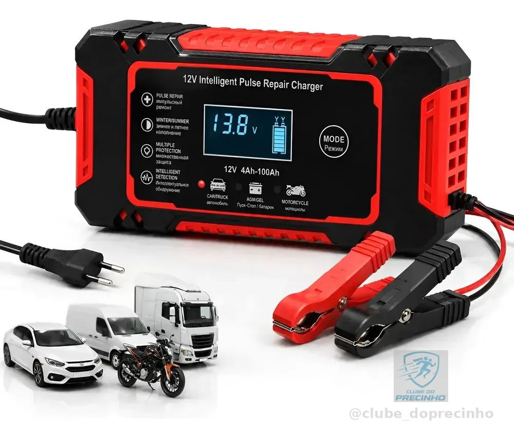 Carregador Inteligente Para Bateria Automotiva 12v 6a Bivolt