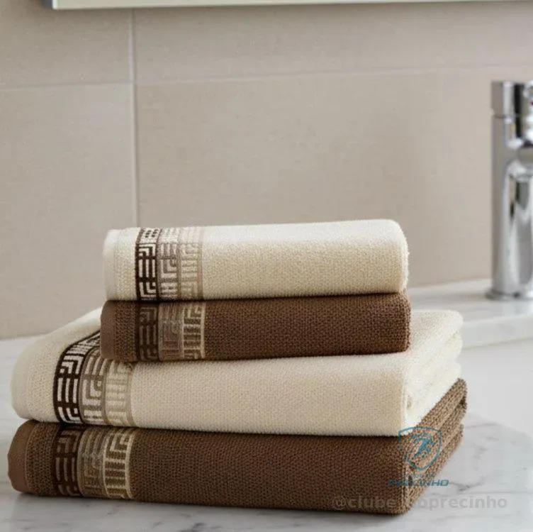 Jogo De Toalhas 4 Pçs Fio Cardado 100% Algodão Bosco Karsten Vanilla/ Marrom