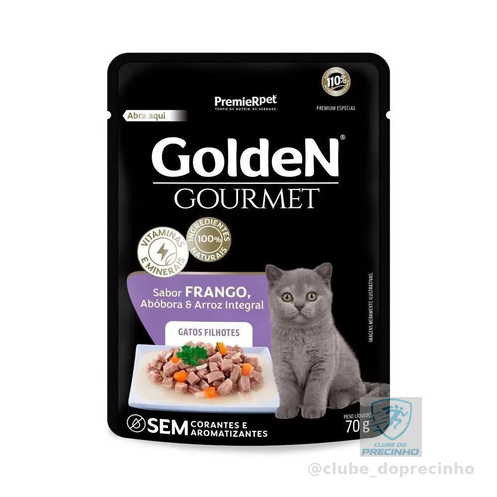 Alimento para Gatos Filhotes Sabor Frango e Abobora Gourmet Sachê 70G Golden