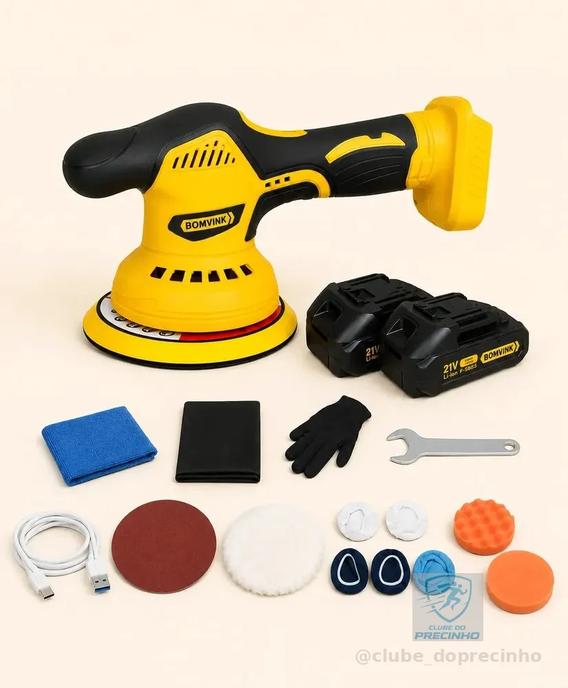 Lixadeira Politriz Roto Orbital 5000 Rpm 1000w 2 Baterias Amarelo E Preto 127/220v
