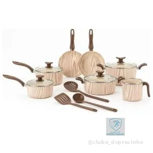 House Organizer Jogo de Panelas Antiaderente com Tampas de Vidro e Utensílios – 10 Peças (Sahara)