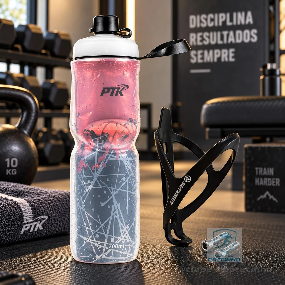 Garrafa Caramanhola Térmica P/ Bicicleta 700ml C/ Suporte Ab Cor Cold Vermelho