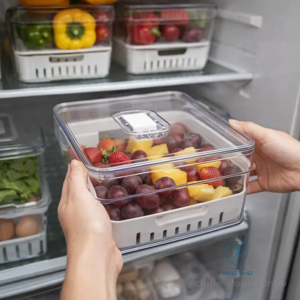 Kit 4 Organizador De Geladeira 2l Acrílico Frutas E Verduras Transparente