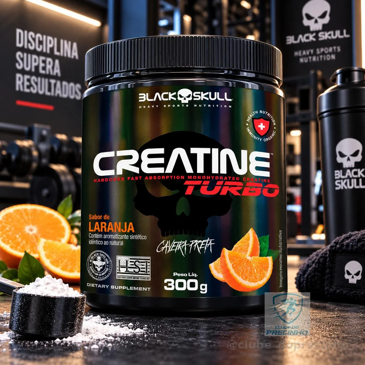 Creatina Turbo Laranja em pote 300g Black Skull Suplemento em Pó