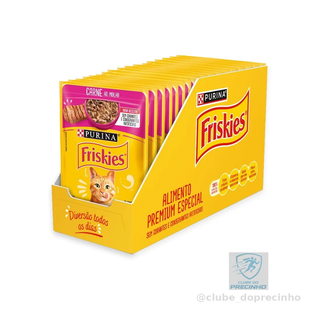 Pack Nestlé Purina Friskies Ração Úmida Para Gatos Adultos Carne Ao Molho - Com 15 Sachês 85g