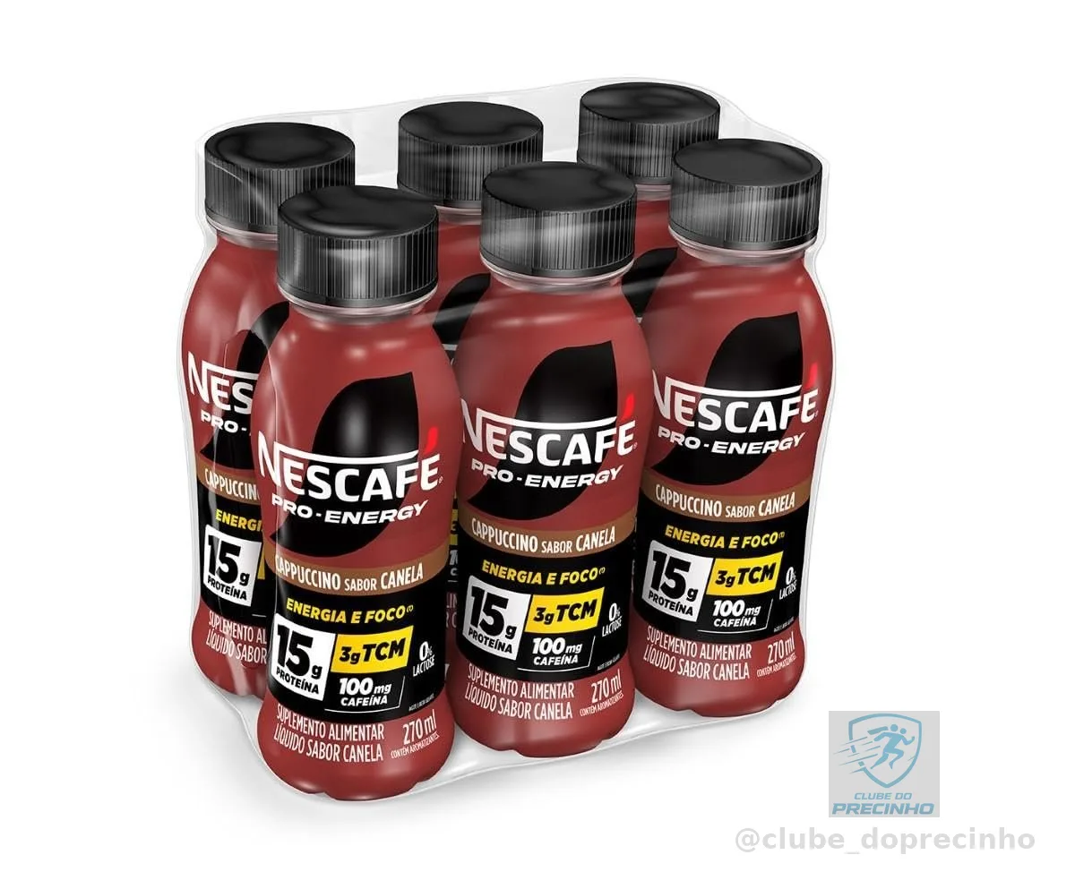 Suplemento Alimentar UHT Nescafé Pro-Energy Capuccino Sabor Canela 15g proteína 270ml - Pack com 6 unidades