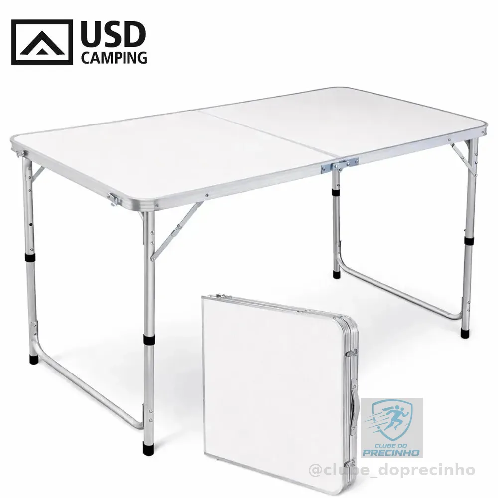 Mesa Dobrável Portátil Camping 120cm X 60cm Vira Maleta C/ Alça Reforçada Usd