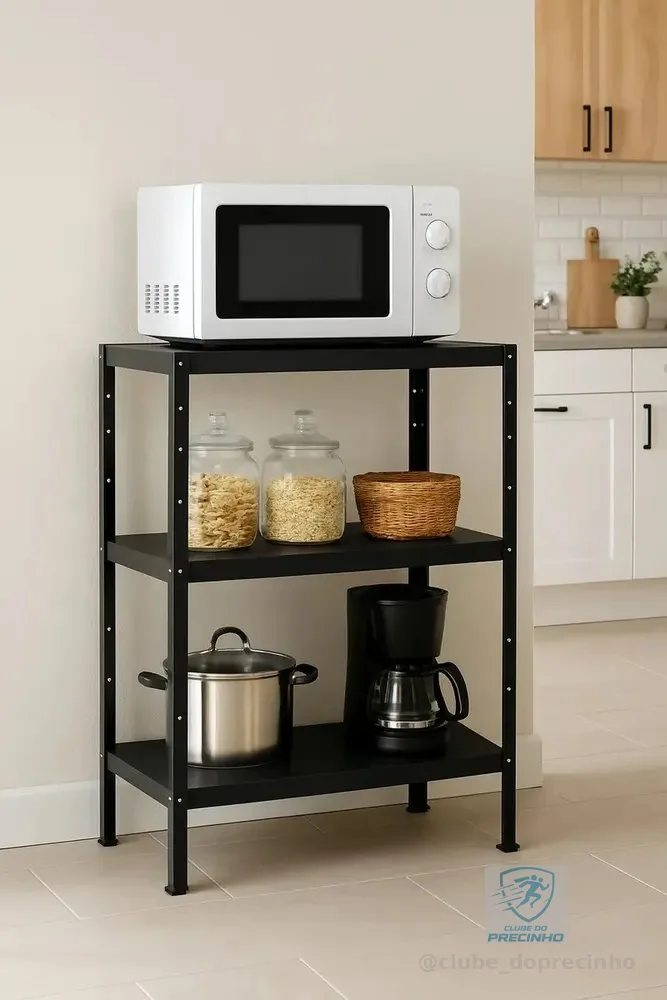 Balcão De Ferro Multiuso Para Cozinha Ou Lavanderia Preto