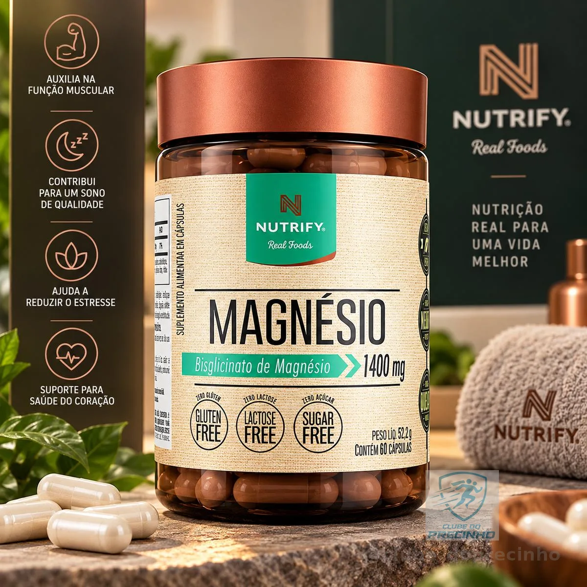 Magnésio Bisglicinato - 60 Cápsulas - Nutrify