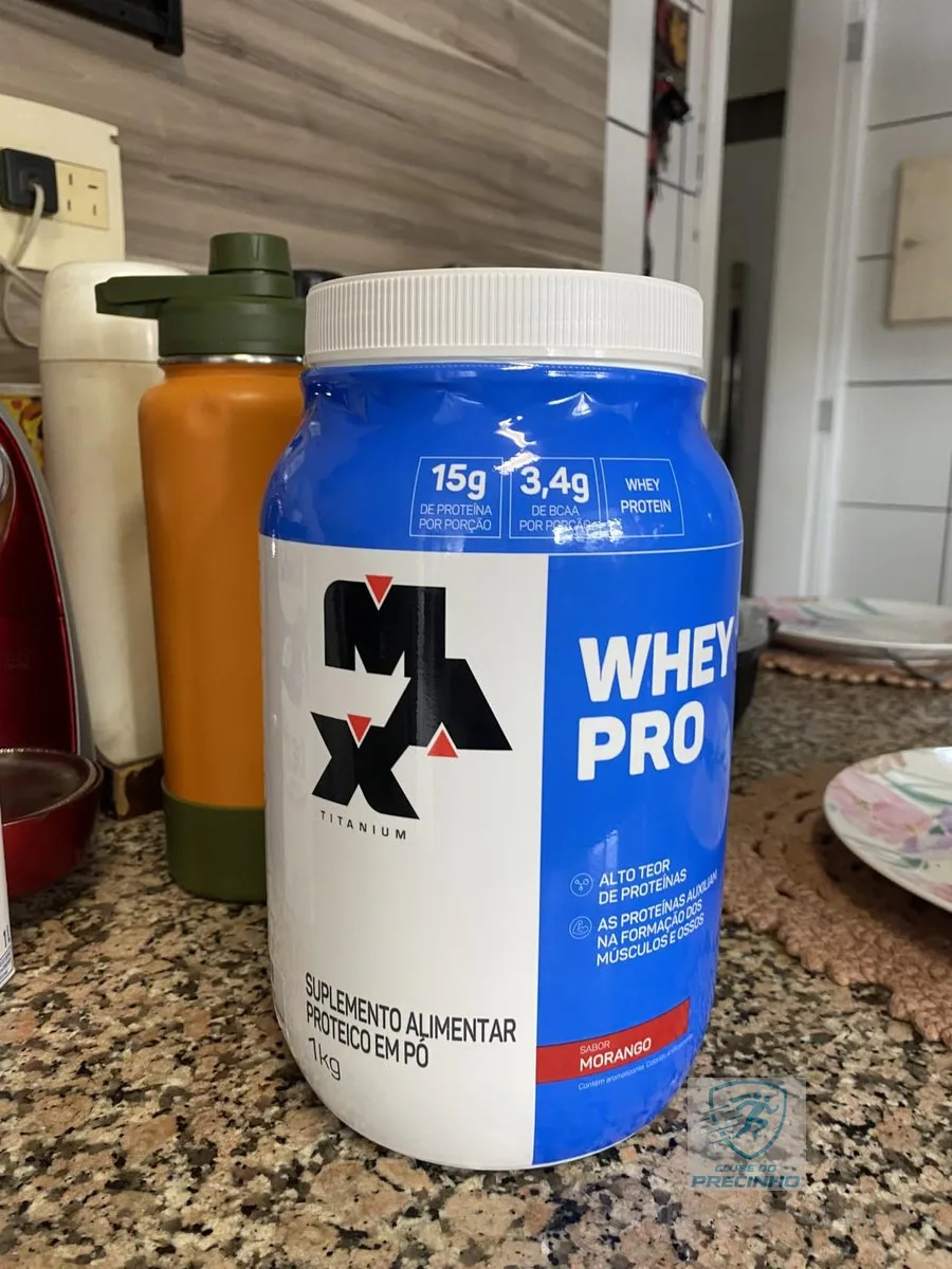 Whey Pro Pote (1kg) - Sabor Morango, Max Titanium