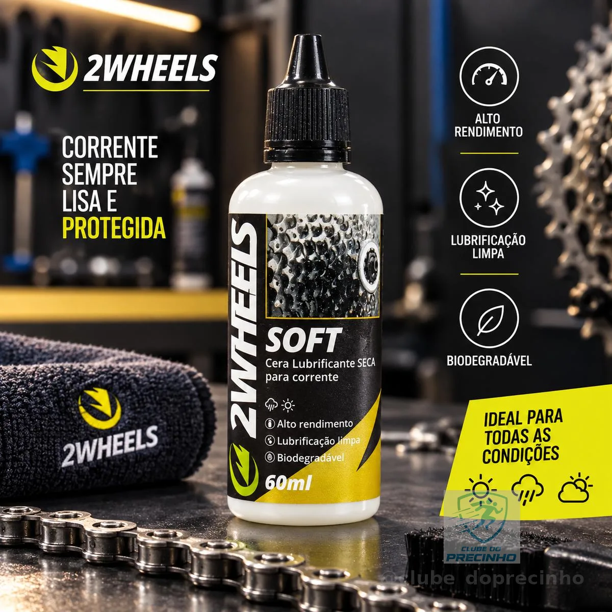 Lubrificante Seco Cera para Corrente Bike 2Wheels 60ml