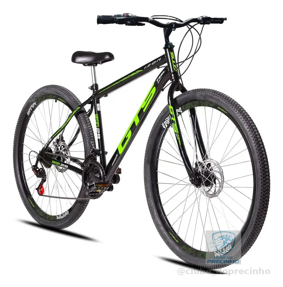 Bicicleta Aro 29 Gts Feel Iron 21 Marchas Freios A Disco Cor Preto/verde Tamanho Do Quadro 17