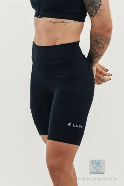 Bermuda Corrida 7 Bolsos Feminina Lurk Academia Preta