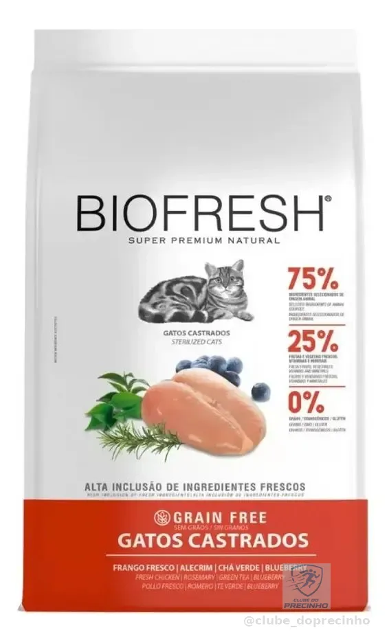 Biofresh Super Premium Natural ração para gatos castrados sabor frango 7.5kg