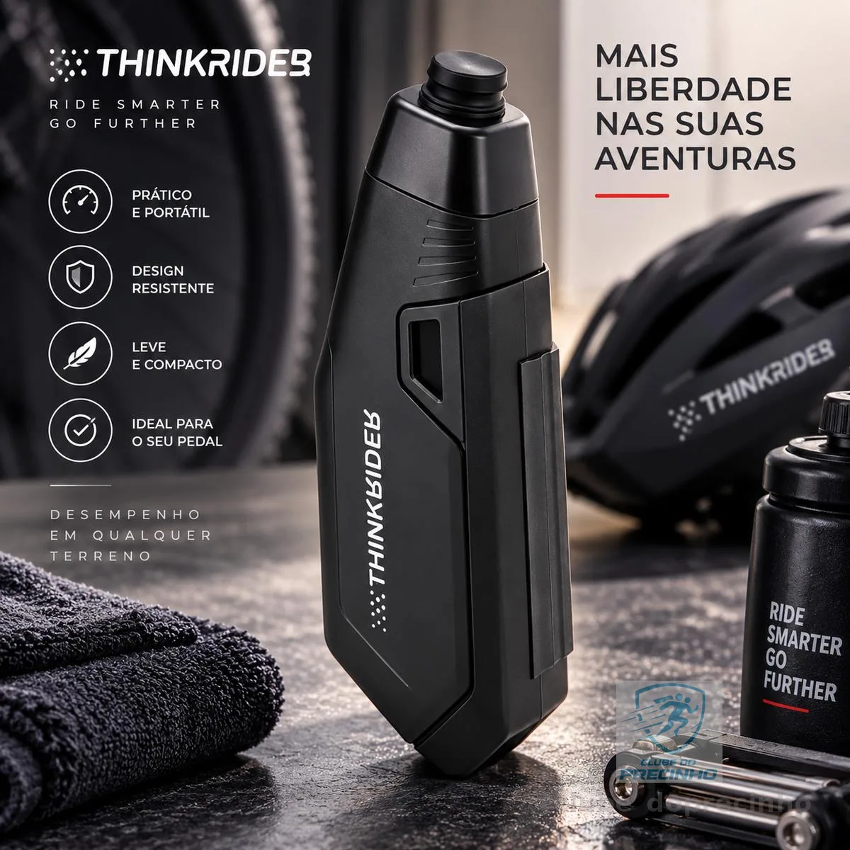 Garrafa Squeeze Aero Thinkrider 650ml Suporte Bike Speed Preto