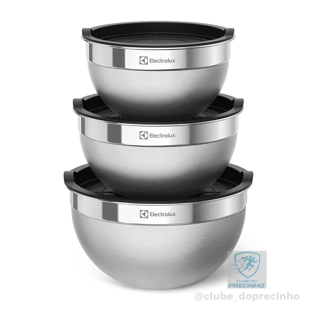 Conjunto de Bowls Tigelas de Inox com Tampa Plástica Electrolux