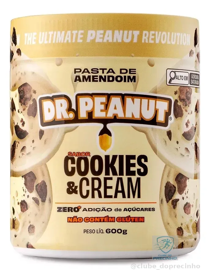 Pasta de Amendoim Dr. Peanut sabor Cookies & Cream de 600g