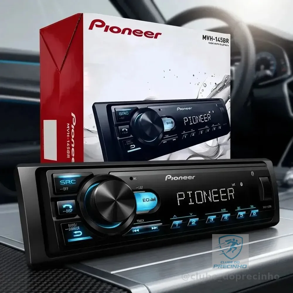Radio Pioneer Bluetooth Automotivo Mvh-145br Usb Mp3 Fm