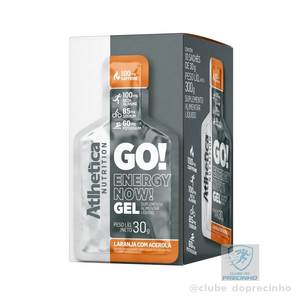 Atlhetica Nutrition GO! Energy Now Gel (10 Sachês de 30g) - Sabor Laranja com Acerola