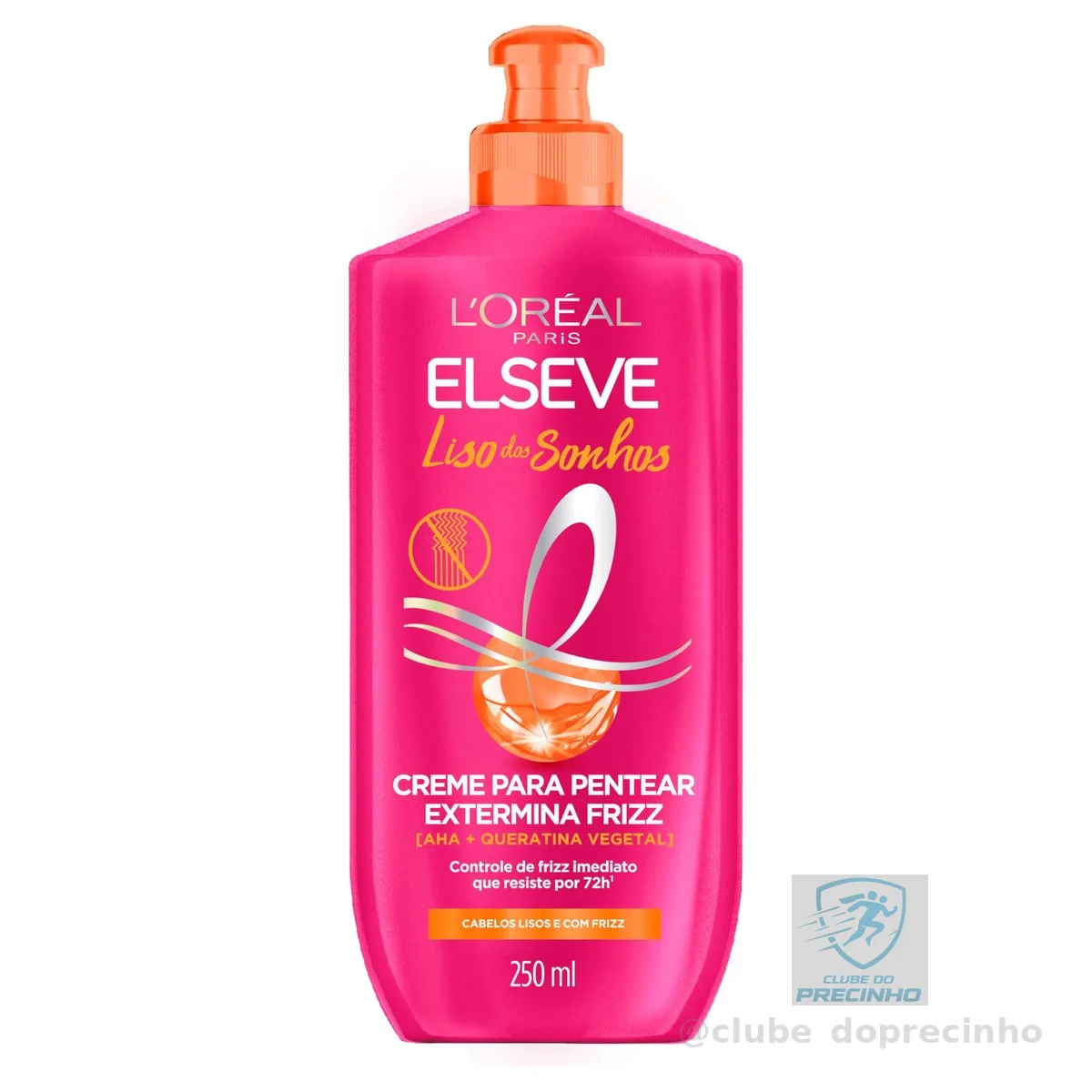 L'Oréal Paris Elseve Liso dos Sonhos Creme para Pentear, com Queratina Vegetal e AHA, Frizz Controlado por 72h, Proteção Térmica até 230°C e Alinhamento Capilar, 250ml