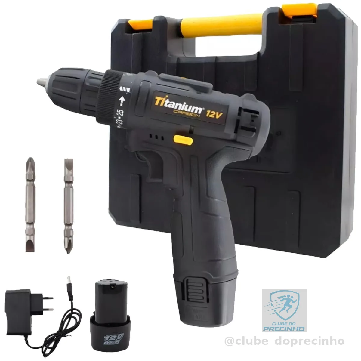 Titanium, Parafusadeira A Bateria CARBON 12V Sem Fio com Carregador Bivolt com Maleta e 2 Acessórios