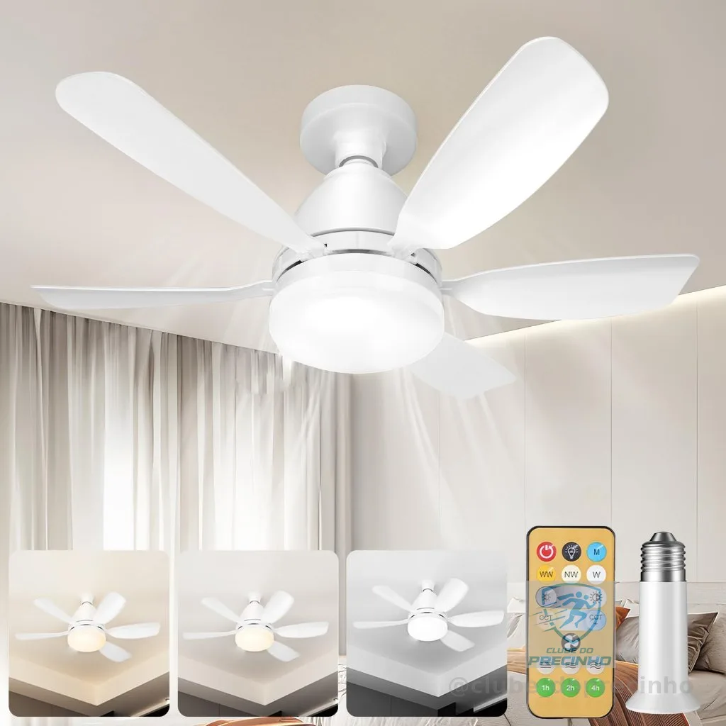 Ventilador com Luminária Mais Vendido com Conforto bivolt + controle remoto