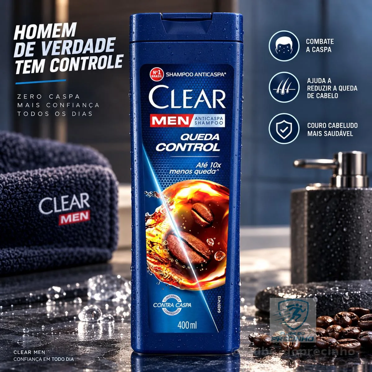 Clear Shampoo Anticaspa Men Queda Control Frasco 400Ml Branco