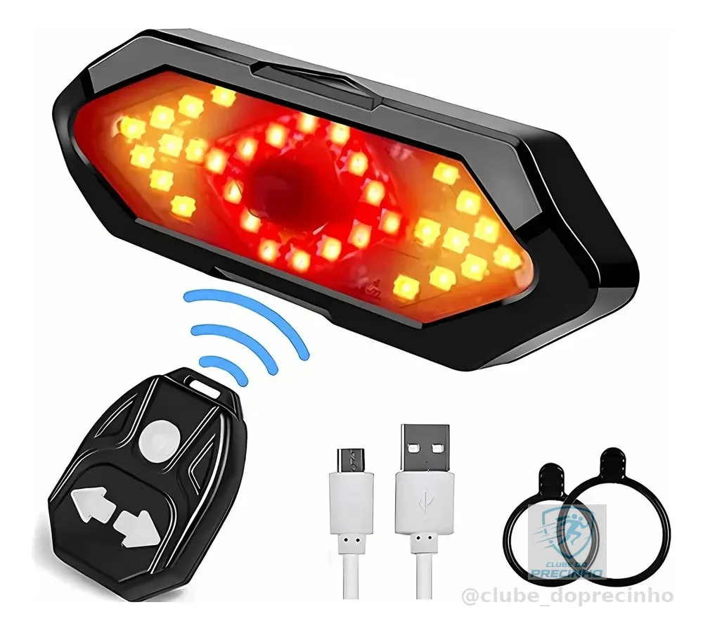 Lanterna LED Seta Ciclismo Bike Bicicleta Sinalizador Som C/ Controle