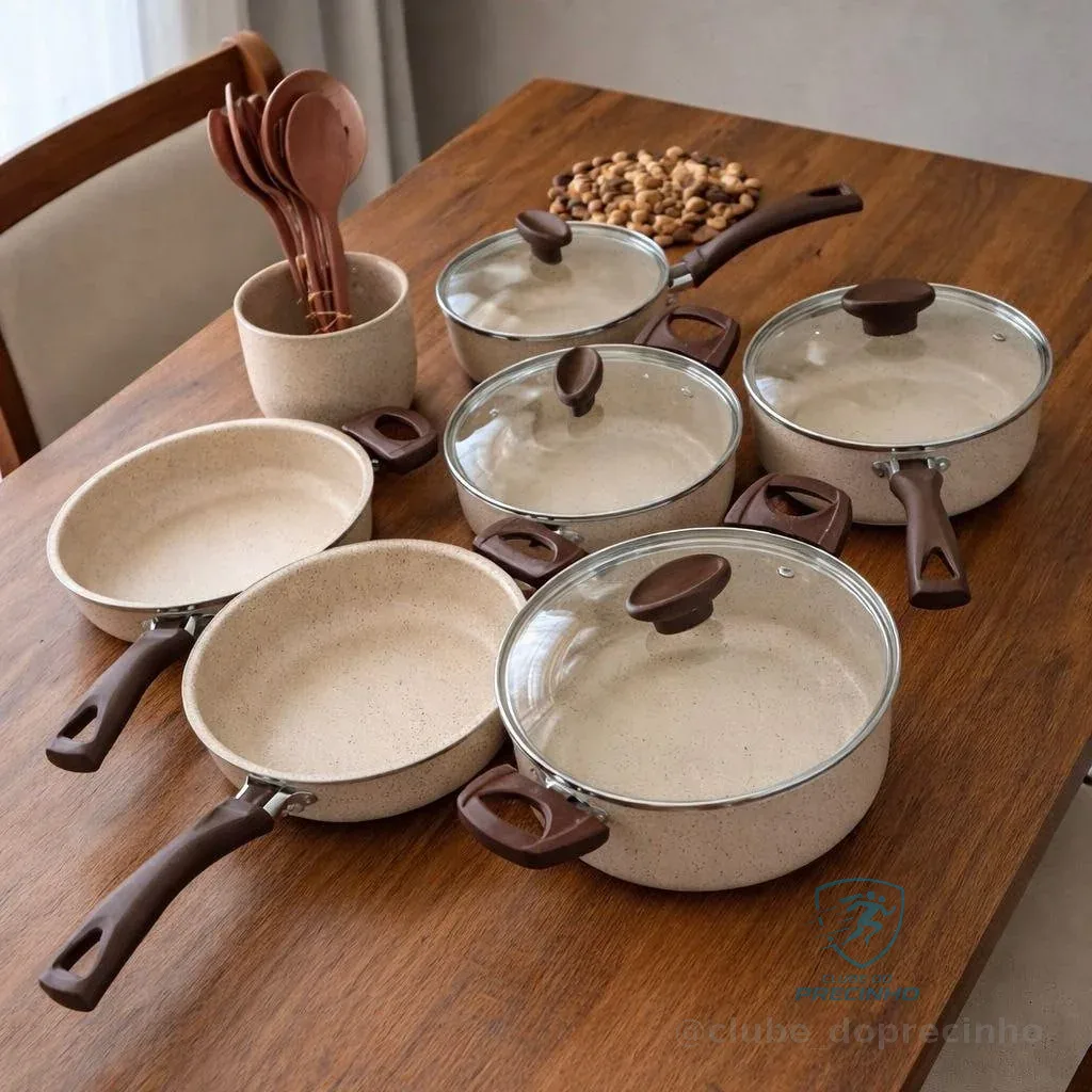 Conjunto De Panelas Antiaderente 10 Peças Coffee Cappuccino Imperial